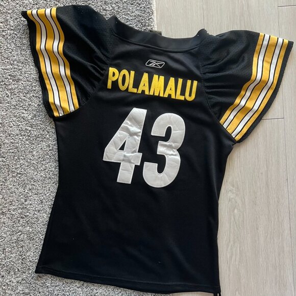 Troy Polamalu #43 Pittsburgh Steelers Reebok Women's Jersey Rhinestone V-Neck S - Picture 8 of 8